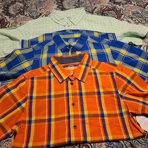 1 large & 2 large husky button down, short sleeve collar shirts